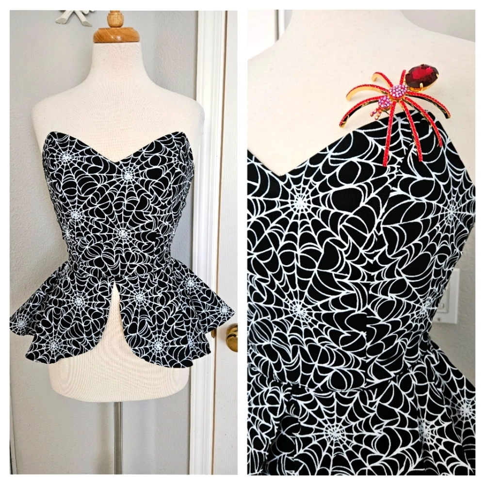 PUG Pinup Girl Clothing Black Spiderweb Bustier | Pinup Couture Spider Web Top